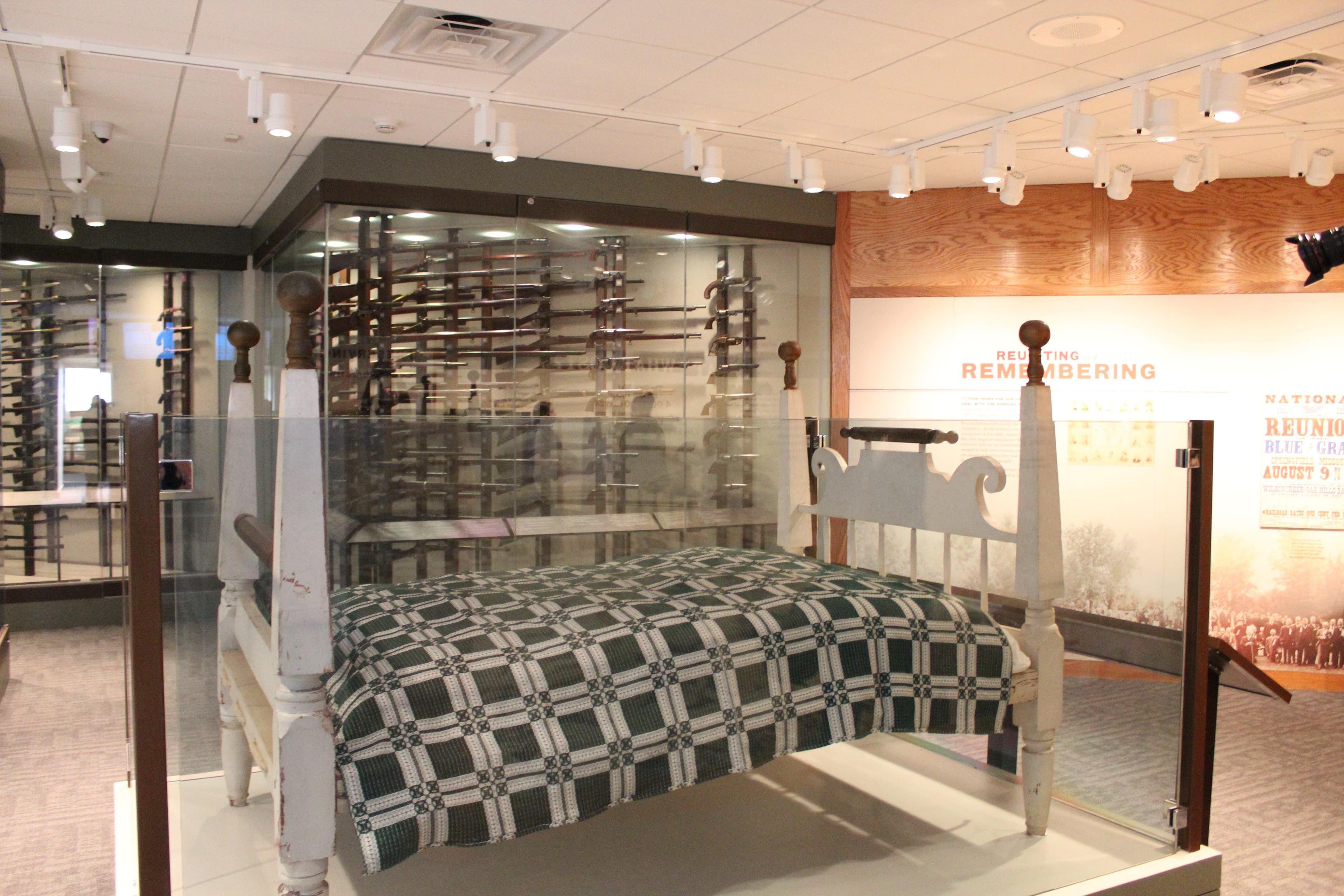 General Nathaniel Lyon killed at The Battle of Wilson's Creek was placed on this bed. The Lyon Bed.